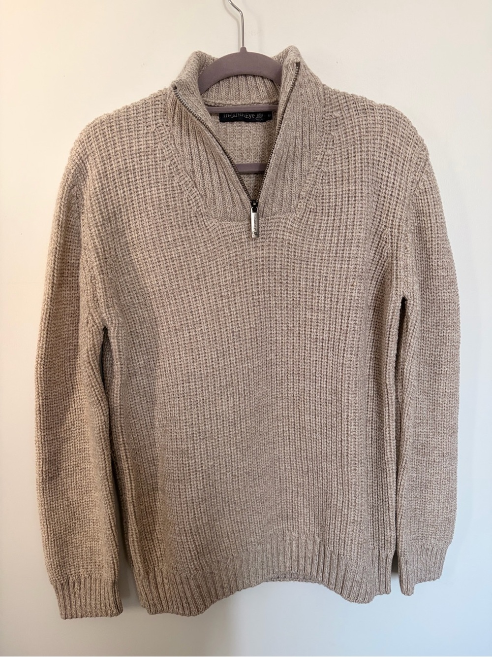 Ireland’sEye 100% Virgin Wool Quarter Zip Pullover Sweater - Medium